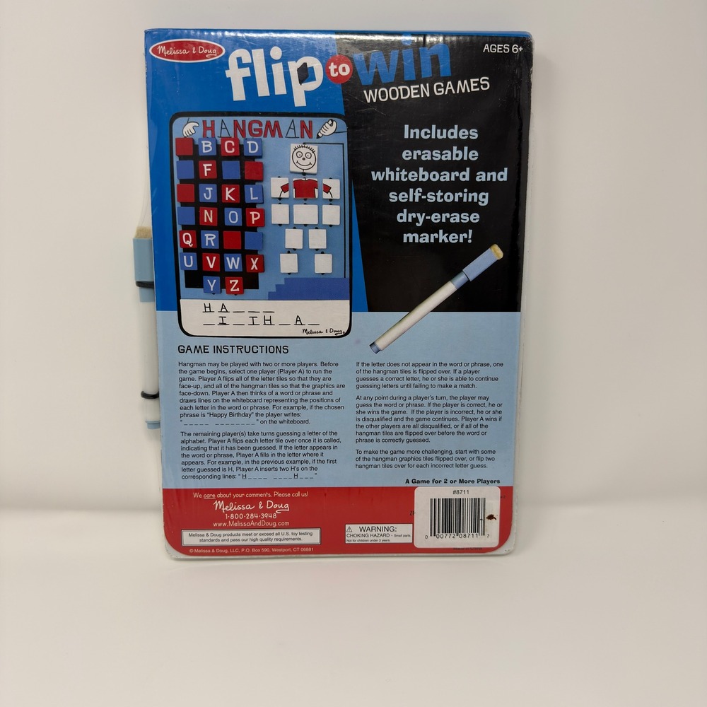 Melissa & Doug Flip to Win Wooden Hangman Travel Game New in wrapper - Picture 2 of 11